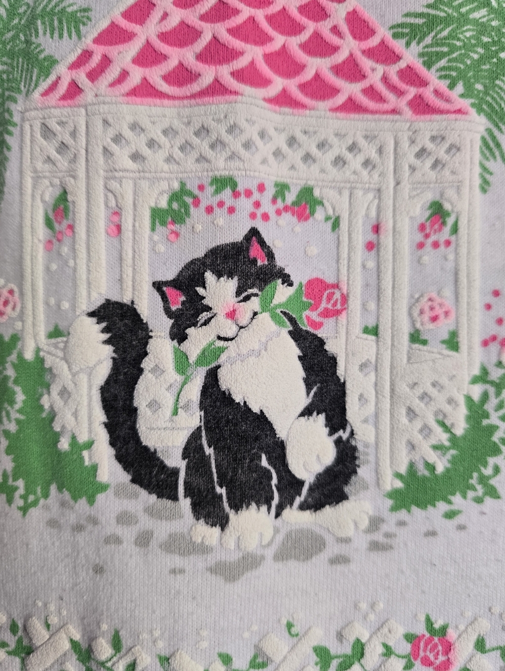 🩷Vintage SPUMONI Kitty Cat & Neon Rose Puff Graphic Tee🩷